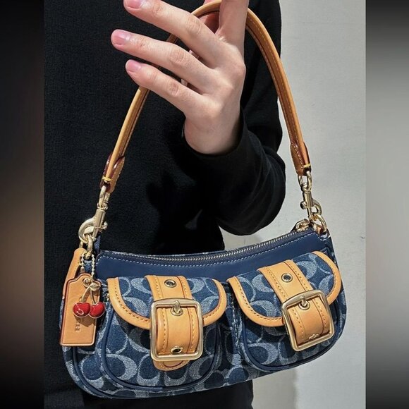 Coach Blue And Orange Shoulder Bag - Picture 2 of 5